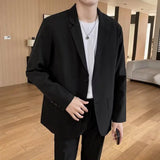 Nukty WELL DRESSED MEN Shoulder Padded Blazer Men Slim Fit Fashion Social Mens Dress Jacket Korean Casual Suit Jacket Mens Office Formal Jackets Coat