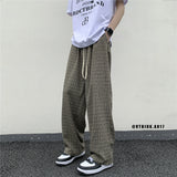 Nukty Summer/Autumn Plaid Pants Men Loose Casual Straight Trousers for Male/Female Harajuku Hip-hop Streetwear Wide-leg Mopping Pants
