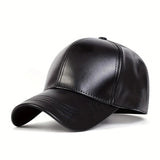 Nukty PU Leather Solid Color Baseball Caps Spring and Autumn Outdoor Adjustable Casual Hats Sunscreen Hat