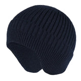 Nukty Solid Knitted Hat Winter Imitation Rabbit Fleece Hats for Men Warm Ear Caps Autumn Beanie Hat Men's Winter Cap