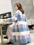 Nukty popular plaid coat winter women's new Korean version imitation mink coat medium long lapel woolen coat