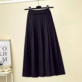 Nukty skirt outfits winter Women Casual Elegant Knit High Waist Pleat Skirt Office Lady All-Match  A-Line Skirt Solid Basic Autumn Winter Trend Midi Skirt