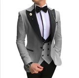 Nukty prom suit Men 3 Pieces Suits For Men Custom Made Groom Groomsmen Tuxedos Wedding Men Suit Terno Masculino(Jacket+Pant+Vest)