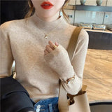 Nukty Fashion Solid Color Turtleneck Women Autumn Winter Knitted Sweaters Basic Primer Pullovers Korean Sweater Slim-fit Pullover