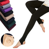 Nukty Autumn Winter Woman Thick Warm Leggings Candy Color Brushed Charcoal Stretch Thermal Fleece Pants Trample Feet Leggings