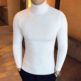 Nukty Autumn Winter Turtleneck Pullovers Warm Solid Color Men's Sweater Slim Pullover Men Knitted Sweaters Bottoming Shirt