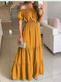 Nukty Summer Boho Red Dress Fashion Short Sleeve Beach Long Dress Casual Loose Elegant Holiday Party Dresses For Women Robe Femme