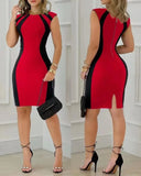 Nukty Elegant Women Midi Dress Summer Fashion O-Neck Sleeveless Bodycon Dresses Vintage Skinny Party Dress Office Lady Pencil Dress