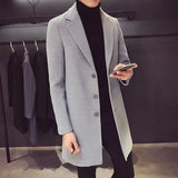 Nukty Men's Long Coat Autumn/Winter New Fashion Business Slim Fit Men's Long Coat High Quality Solid Color Casual Men's Clothing