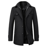 Nukty Man Classic Fashion Trench Coat Jackets MaleLong Trench Slim Fit Overcoat Blends Fashion Wool Warm Outerwear Windbreaker