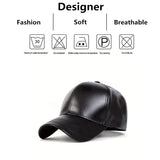 Nukty PU Leather Solid Color Baseball Caps Spring and Autumn Outdoor Adjustable Casual Hats Sunscreen Hat