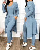 Nukty Autumn Women's New Drawstring Pocket Design Jumpsuit & Coat Set Temperament Commuting Women Fashion Suit Sets Two Piece Outfits