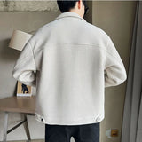 Nukty Trend Autumn and Winter High Quality New Japanese Casual Knit Jacket Short Fashionable Solid Color  Men's Woolen Coat