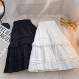 Nukty Ruffle Pleated Mini Skirts Women Lolita Casual White Short Skirt Cutecore Korean Style Sweet Girl Black Layered Skirt