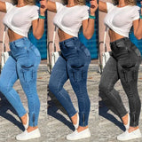 Nukty Women Leggings Jeans Work Elastic 2024 Pants High Waist Bodycon Peach Hip Slim Shaping Jeans Pencil Denim Trousers Casual