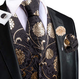 Nukty Wedding Peach Pink Mens Vests Silk Paisley Jacquard Waistcoat Tie Hanky Cufflinks Brooch Set for Men Suit Formal Business Hi-Tie