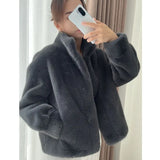 Nukty Golden Mink Cashmere Fur One-Piece Fur Women Korean Style Short Coat Winter Thickened High Quality Women's Clothing
