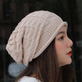 Nukty Winter Knitted Beanies Hat for Women Baggy Slouchy Solid Wool Cap Fashion Outdoor Warm Bonnet Hoods Female Snow Ski Warmer Gorra