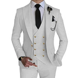 Nukty Fashion New Men Leisure Boutique Business Solid Color Wedding Suit Coat Pants Vest 3 Pcs Set Dress Blazers Jacket Trousers