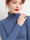 Nukty Women Fall Turtleneck Sweater Knitted Soft Pullovers Cashmere Jumpers Basic Soft Sweaters For Women Autumn Winter