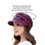 Nukty Women Hat Short Brim Warm Foldable Earflap Women Cap Ethnic Style Floral Print Autumn Winter Hat Daily Clothing Turban Visor