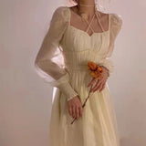 Nukty Spring Autumn New Korean Fashion Long Sleeves Midi Dresses for Women Elegant Evening Party Fairy A-line Y2k Female Clothing