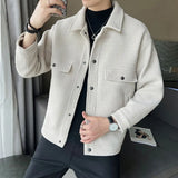 Nukty Trend Autumn and Winter High Quality New Japanese Casual Knit Jacket Short Fashionable Solid Color  Men's Woolen Coat