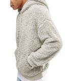 Nukty Warm Chic Pure Color Plush Autumn Hoodie Casual Men Hoodie Hooded for Home