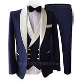 Nukty 3 Piece Suits for Men Slim Fit Groom Wedding Tuxedos Shawl Lapel Jacket Business Formal Party Blazer Vest Pants Costume Homme