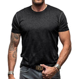 Nukty Summer Classic Men's Round Neck Men T -shirt Solid Color American Outdoor Male Tops Tees Clothes