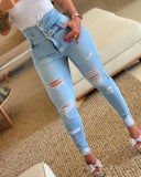 Nukty Pencil Pants Jeans Women Pencil Pants Bodycon High Waist Casual Long Pant Sheath Denim Trousers Tie Y2k Trouser Spring