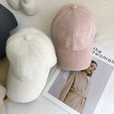 Nukty Autumn Winter Solid Color Baseball Cap Women Cony Hair Women Visor Hat White Black Warm Cap Plush Baseball Caps Casquette Gorras