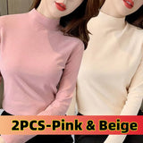 Women's turtleneck Long Sleeve Top Casual Matching T-Shirts & Blouses New In Office Lady's T-Shirts Winter Thermal Warm Blouse