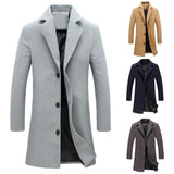 Nukty WINTER OUTFITS MEN Autumn Winter Fashion Men's Woolen Coats Solid Color Single Breasted Lapel Long Coat Jacket Casual Overcoat Plus Size 9 Colors