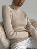 Nukty Women Fall Turtleneck Sweater Knitted Soft Pullovers Cashmere Jumpers Basic Soft Sweaters For Women Autumn Winter