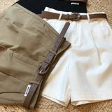 Nukty New Wide Leg Shorts for Women Summer Thin Cotton A Line Short Pants Office Lady Classic Loose Casual Zipper Women‘s Shorts