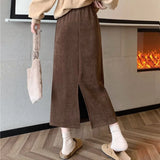 Nukty skirt outfits winter New In Winter Thick Fleece Women's Skirt Elegant Back Slit A-Line Skirt Matching Vintage Office Lady's Long Skirt Casual Trend