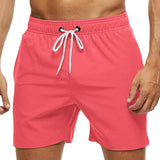 Nukty Men's Swim Trunks Beach Shorts Drawstring with Mesh Lining Elastic Waist Plain Breathable Soft Casual Daily Streetwear