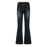 Nukty New Flare Jeans Women's Low Waist Trousers Vintage Aesthetic Denim Pants Streetwear Mom Casual Korean Fashion Y2k  Jeans