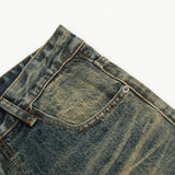 Nukty Jeans Men Streetwear Y2k Vintage Blue Distressed Casual Fashion Street Trousers Straight-leg Autumn Winter Flared Denim Pants