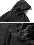 Nukty Spring Autumn Long Trench Coat Men Fashion Hooded Windbreaker Black Overcoat Casual Jackets