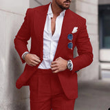 Nukty Linen Suits For Men Wedding 2 Piece Set Single-Breasted Luxury Notched Lapel Top+pants  Trajes Elegante Para Hombre