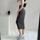 Nukty Midi Pencil Skirts Women Slim Elastic Hotsweet European Style Fashionable Summer High Waist All-match Streetwear Young Sexy Lady