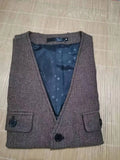 Nukty Suit Vest Brown Burgundy Herringbone Wool Tweed Vintage Steampunk Waistcoat Formal Business Vests for Men Wedding