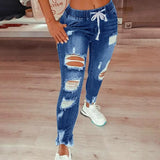 Nukty Women Jeans Ripped Vintage Woman's Distressed Jeans Streetwear Hip Hop High Waist Pants Skinny Denim Trousers джинсы женские