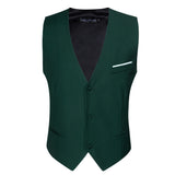 Nukty Designer Men's Vest Dark Green Solid Silk Satin Waistcoat Tie Bowtie Hanky Wedding Formal Male Suit Sleeveless Jacket Barry Wang