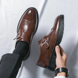 Vintage Design Oxford Shoes Thick Soled  Increase Dress Leather Office Casual Shoes Men Carved Handmade Business Shoe