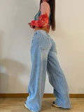 Nukty Baggy Jeans Women High Waist Mom Jeans Flare Pants Denim Straight Loose Autumn Long Streetwear Slim Fit Trousers Capris