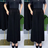 Nukty Office Lady's Loose Elegant Chic Thin Wide Leg Pants Summer Fashion Trend Trousers All-Match Women's Pants With Pockets Buttons