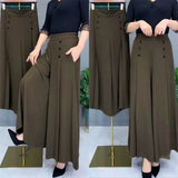 Nukty Office Lady's Loose Elegant Chic Thin Wide Leg Pants Summer Fashion Trend Trousers All-Match Women's Pants With Pockets Buttons